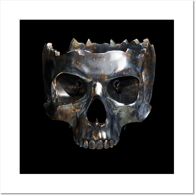 half Metal skull with rust Wall Art by Hispaniola-Fineart